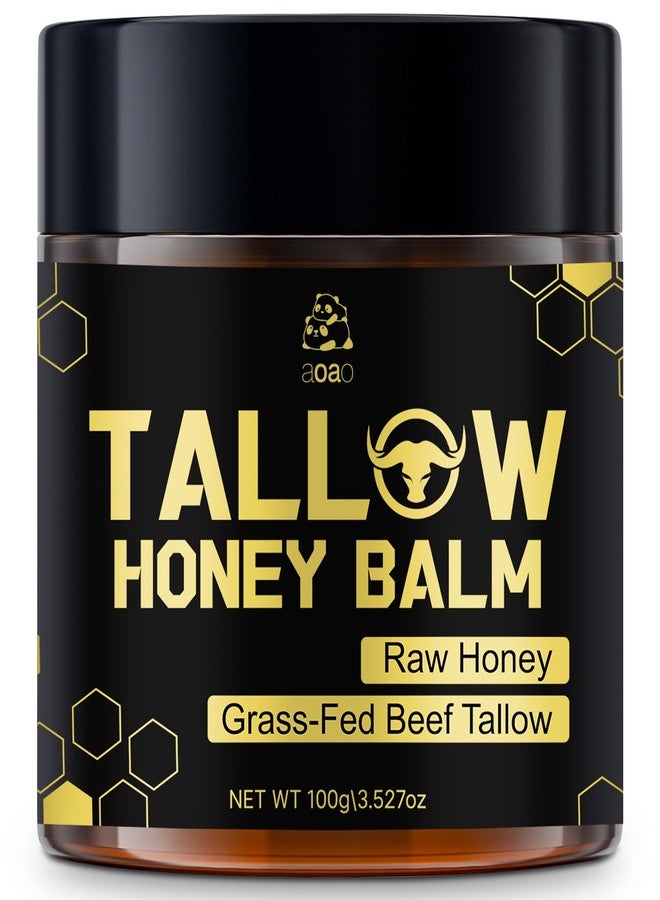 AOAO Tallow Honey Balm for Face & Body, Moisturizer with Organic Grass-Fed Beef Tallow & Raw Wild Honey, Not Diluted, Natural Hydration, Soothes & Nourishes Dry, Sensitive, Cracked Skin, 3.527oz - Image 1